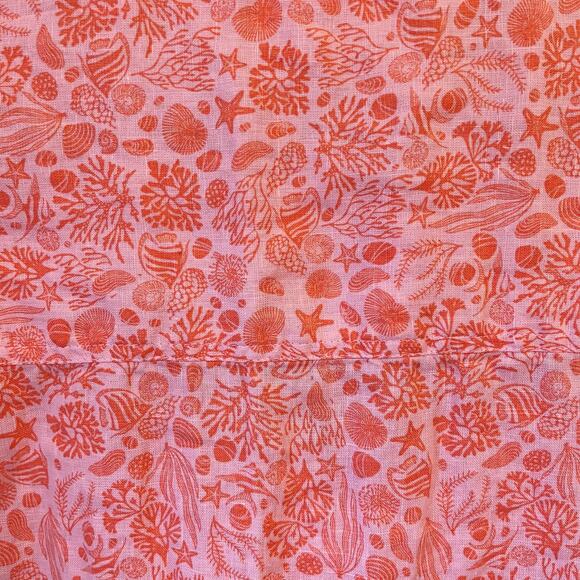 Sigrid Olsen 100% Linen Swim Coverup L Pink Orange Ocean Printed Button Up Beach - Picture 9 of 12